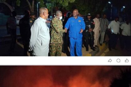 حريق هائل يشتعل بجروف النيل بالخرطوم